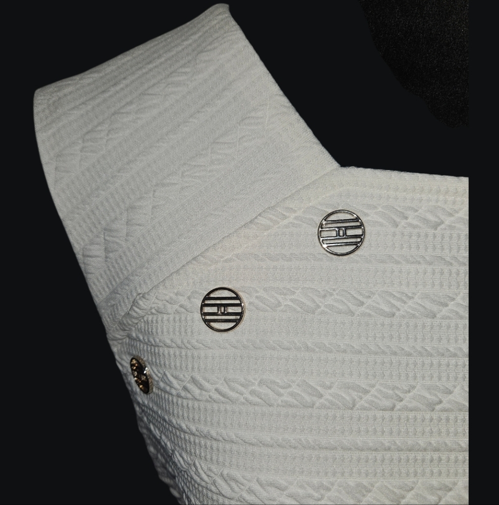Tommy Hilfiger Ivory Jacquard Knit Midi Dress - Size 14 - Picture 5 of 11